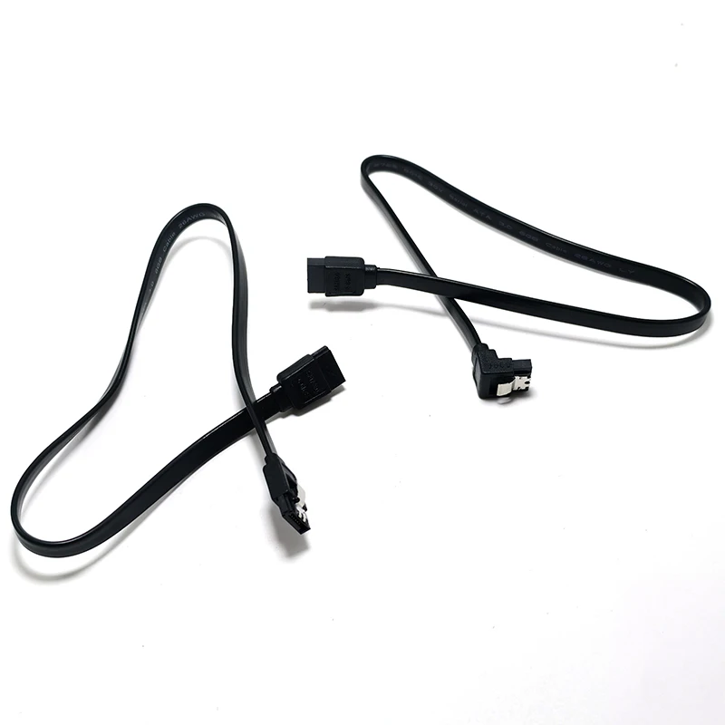 1 peça cabo de dados sata de 40cm, ângulo reto de 90 graus sata 3.0 6gbps cabo preto com cabo sata de travamento para unidades de cd dvd hdd ssd