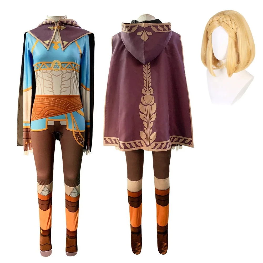 

Game LOZ Princess Cosplay Costume Women Jumpsuit Cloak Full Set Kingdom of Hyrule Princess Role Play Suit Halloween Party