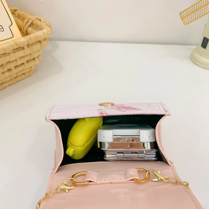 حقائب يد للأطفال بسلسلة بمقبض لؤلؤي، حقيبة كروس للأميرة للبنات مطرزة بالزهور الصينية الجديدة، حقائب كتف للأطفال من الدانتيل الحلو