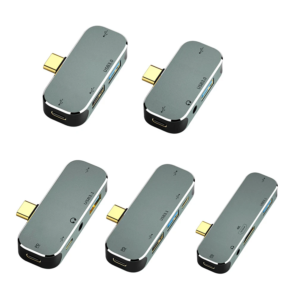 Wielofunkcyjny koncentrator 6 w 1 typu C 3.55mm Jack PD100W USB3.0/USB2.0/USB3.1 kompatybilny z HDMI koncentrator USB Extender