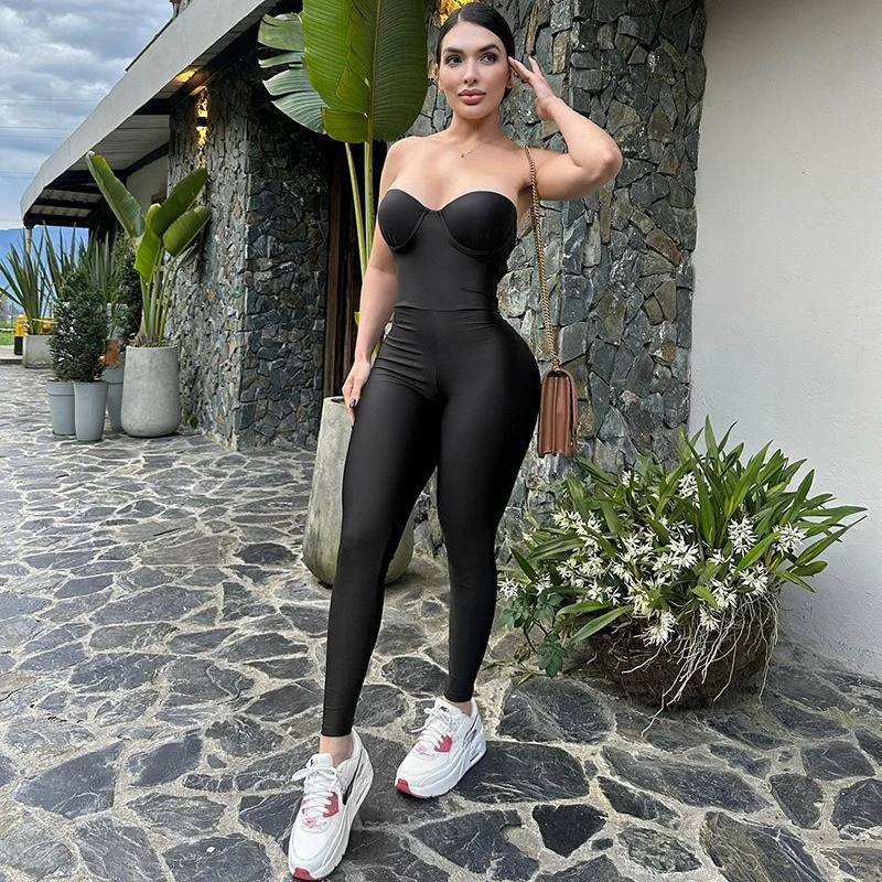 Doyerl Tube Strapless One Pieces Jumpsuits for Woman Club Wear Party Sleeveless Skinny Backless Romper Bodycon Overalls Femme