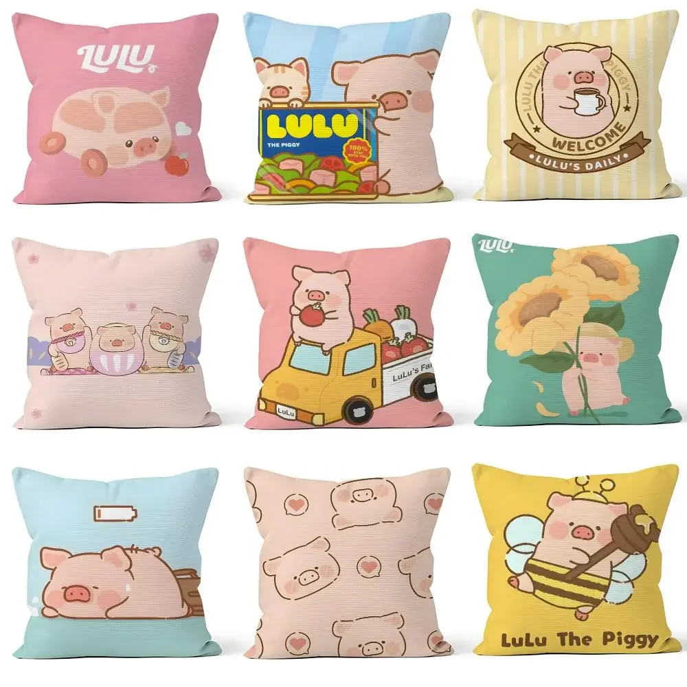 Character LULU the Piggy LuLuLand Cushion Cover Throw Pillow Soft Short Plush Cozy Durable Colorfast For Sofa Bedroom Home Decor