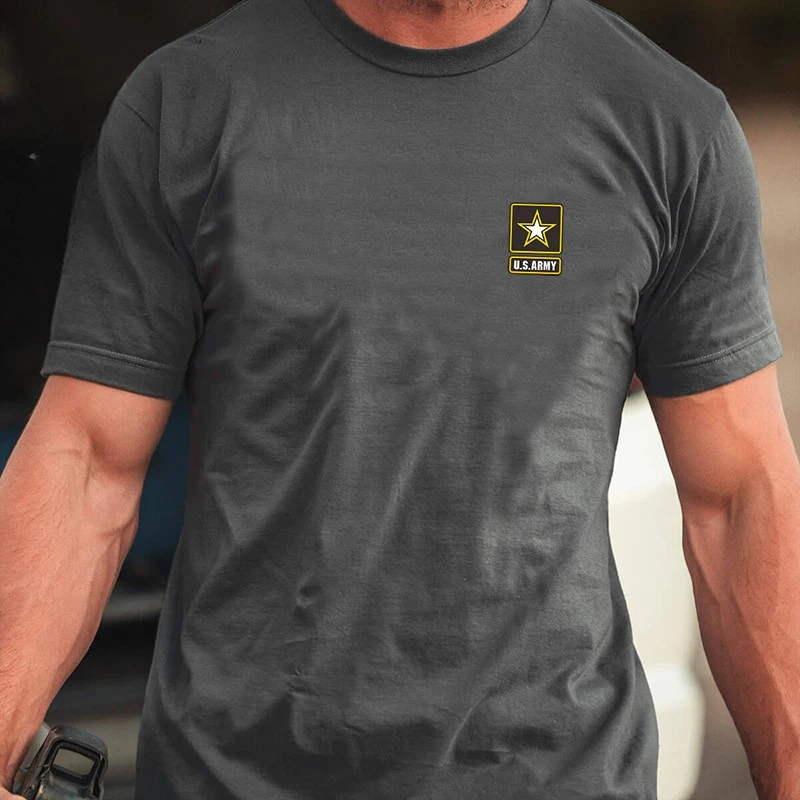 Rare Summer New Military-style ARMY Land Battle Star Logo Round-neck Short-sleeved T-shirt Military Enthusiast Short-sleeved