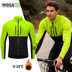 WOSAWE Men's Winter Cycling Jacket Warm Fleece Windbreaker Coat For Men Windproof Outdoor Man Cycling Clothing Hiking