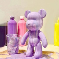 Fluid Pigment Vinyl Bear Figure Creative Painting Graffiti Violent Bear Figurine DIY Manual Doll Desktop Decoration Kid Toy Gift