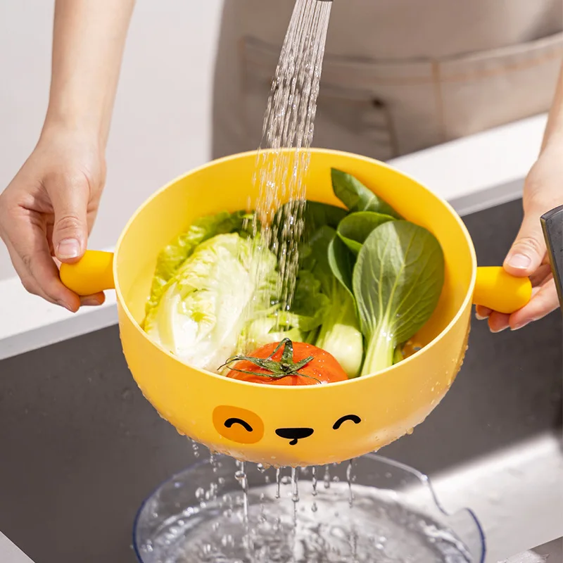 Double Layer Vegetable Washing Basket Kitchen Fruit Filter Drain Basket New Household Dish Strainer 3