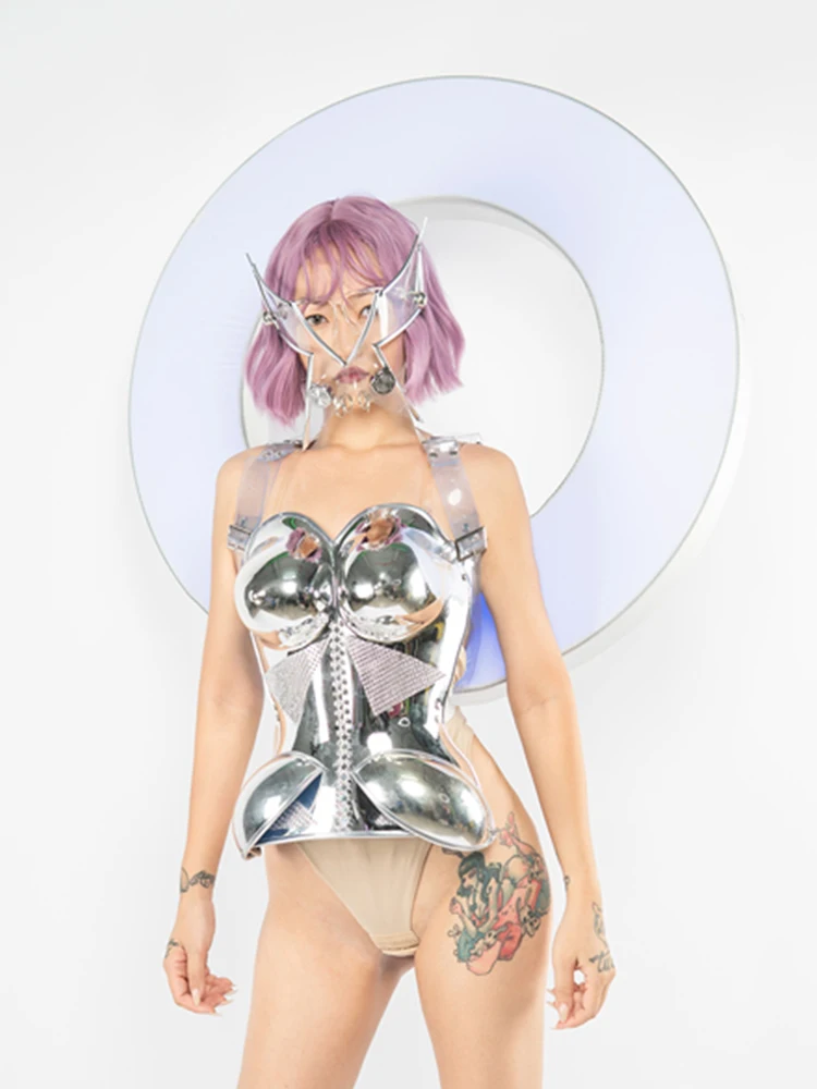 技術的なセンスのある衣装,パンクのボディスーツ,マスク,ナイトクラブの服,ゴゴダンサー,ジャズのパフォーマンススーツ