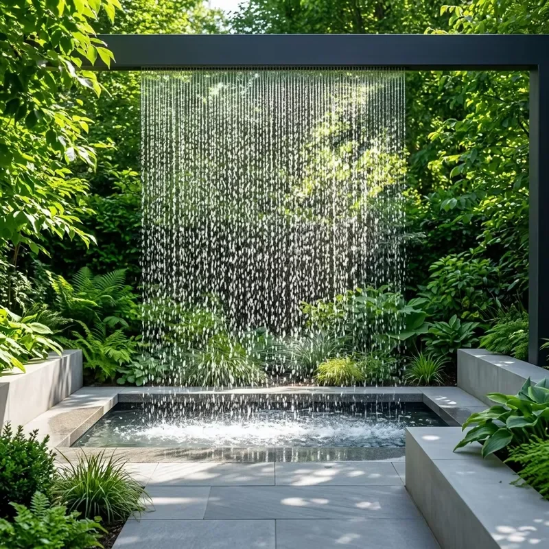 Wire-Drawn Cable-drawn Stainless Steel Modern Design Water Curtain Water Screen Waterfall Outlet Rain Curtain 110-230V