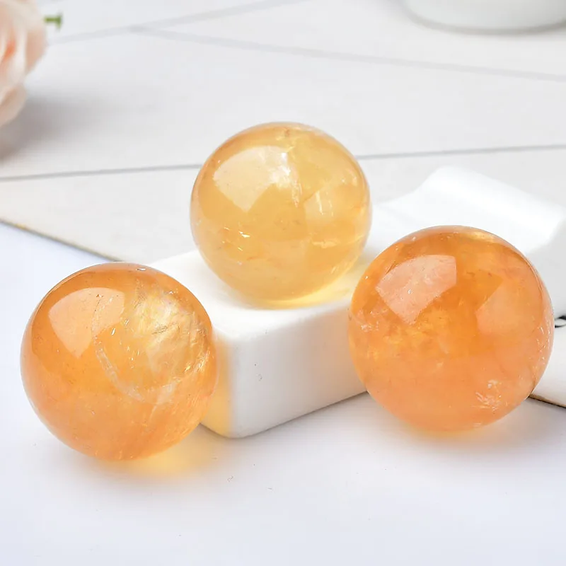 1PC Natural Crystal Ball Calcite Reiki Healing Quartz Minerals Beautiful Ball Home Decoration Free Wooden Frame Gift