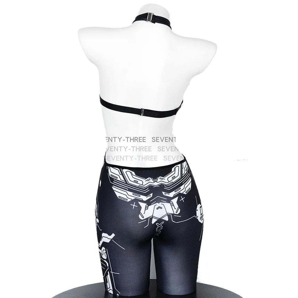 AniLV панк Cyber Shadow Agent черный топ с капюшоном обтягивающее боди механический механизм воин униформа наряды косплей костюм