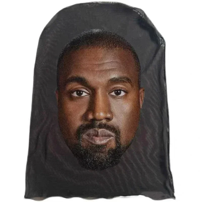 New 3D Printed Kanye Mask Elastic Mesh Full Face Mask for Men Women Cosplay Headwear Hip Hop Fashion Balaclava Hood Hat Headgear