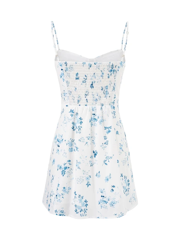 Retro Wyszczuplająca Spódnica Letnia z Kwiatowym Nadrukiem, Damska, Modelująca Talia, Idealna na Wakacje, Elegancka, z Wysokim Stanem, Poliester