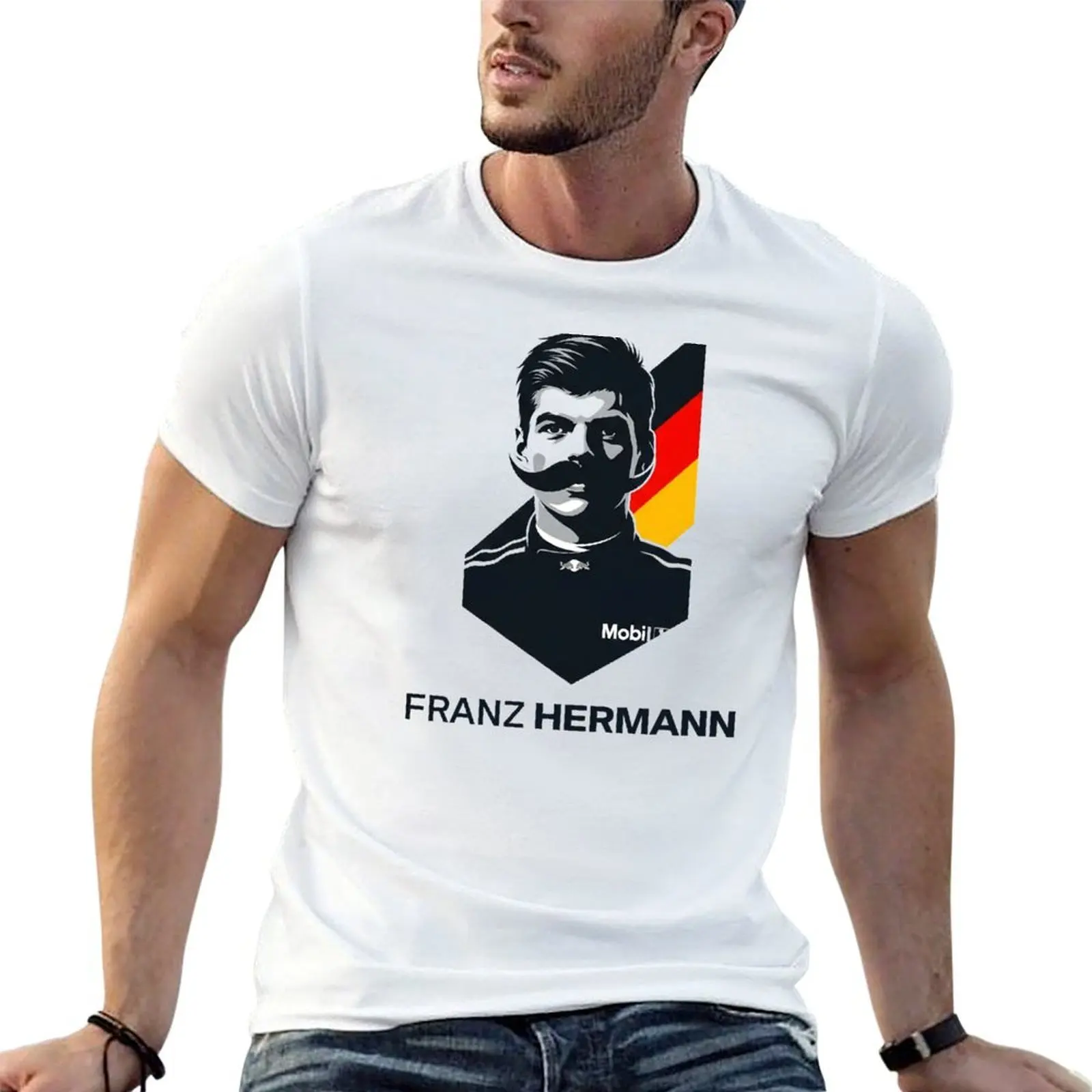

Franz Hermann F1 Nürburgring Meme Art-немецкий флаг Портрет автоспорт Юмор футболка мужские футболки хлопковая футболка