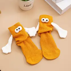 6colors Magnetic Suction 3d Couple Socks Cartoon Cotton White Black Funny Eyes Hands Lovely Couples Socks Sox G1l7