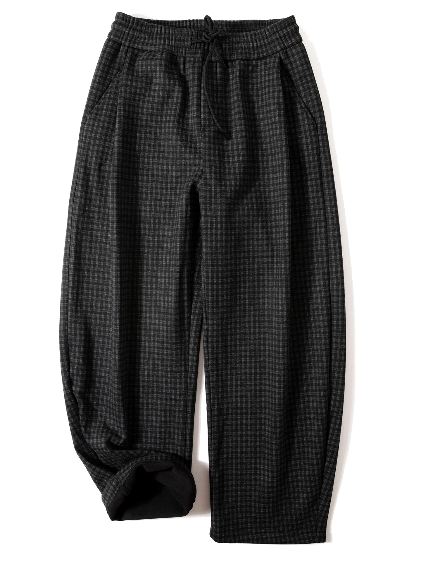 

Men's Plaid Fce Lined Thiened Casual Pants Loose Straight Leg Wide Leg Comfortable Warm Winter Trousers Faion Brand