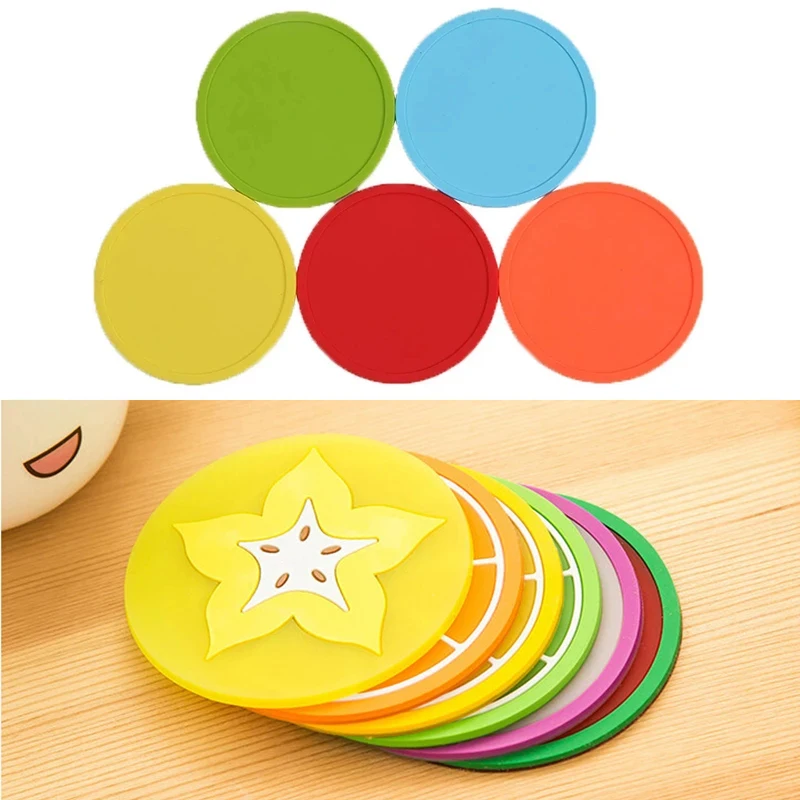 5pcs Mini coaster for table desk hot Silicone cup mat placemat stand drink Pad individual for kitchen Pad Slip Holder tools