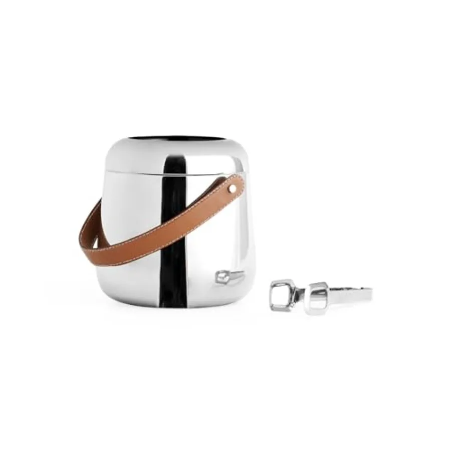 

Ведро для льда Tahoe с щипцами 6,5 дюйма, аксессуар для бара из нержавеющей стали и натуральной кожи для охлаждения напитков, коктейлей и H