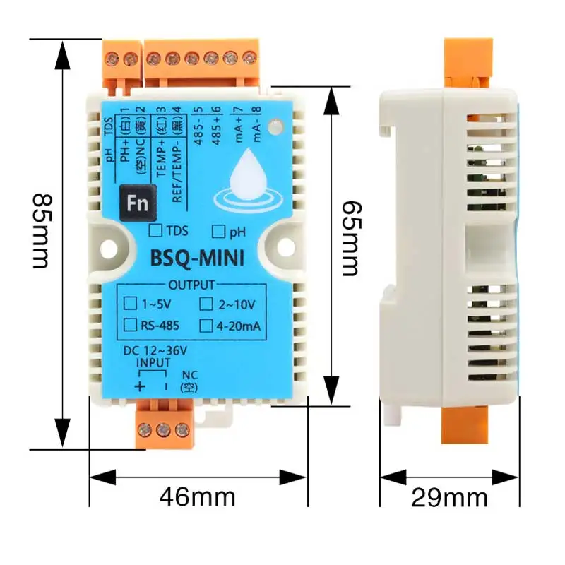 rs485 modbus EC Transmitter with steel Conductivity electrode rail mount INLINE Industrial