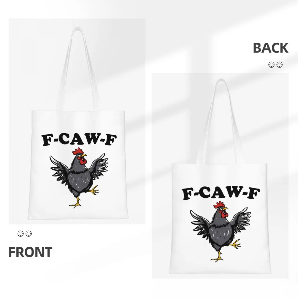 F-Caw-F مضحك الدجاج ميمي قماش حمل حقيبة يد أكياس البقالة أكياس التسوق سعة كبيرة للجنسين