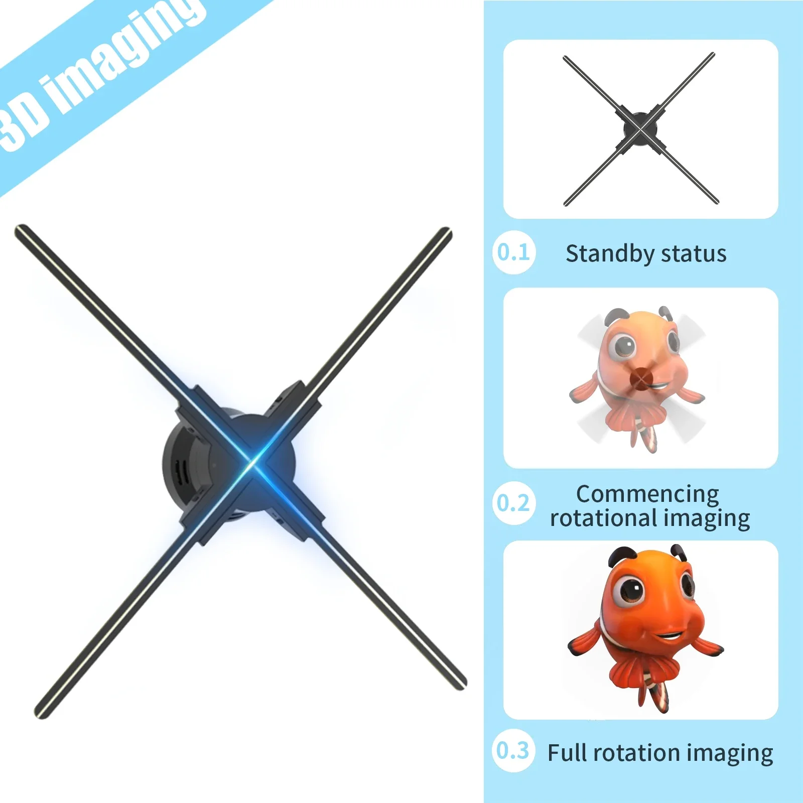 

3D Fan Hologram Projector Wifi Display Advertising Logo Light Led Sign Holographic Lamp Three-Dimensional Projectors 42-60cm