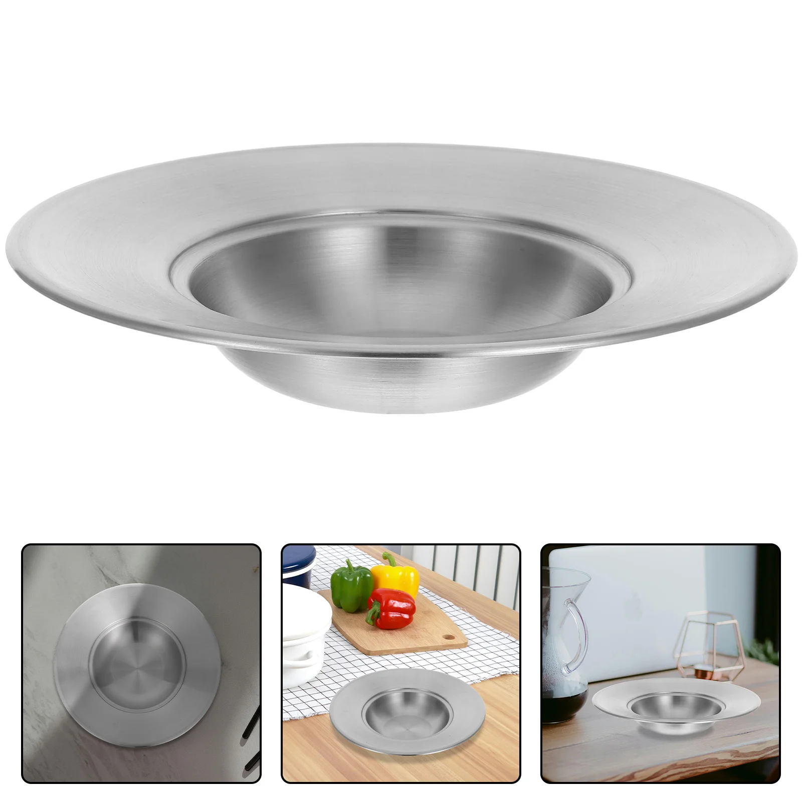 

Stainless Steel Pasta Bowl Wide Rim for Spaghetti Soup Thanksgiving Serving Entertaining Dinner Bowls