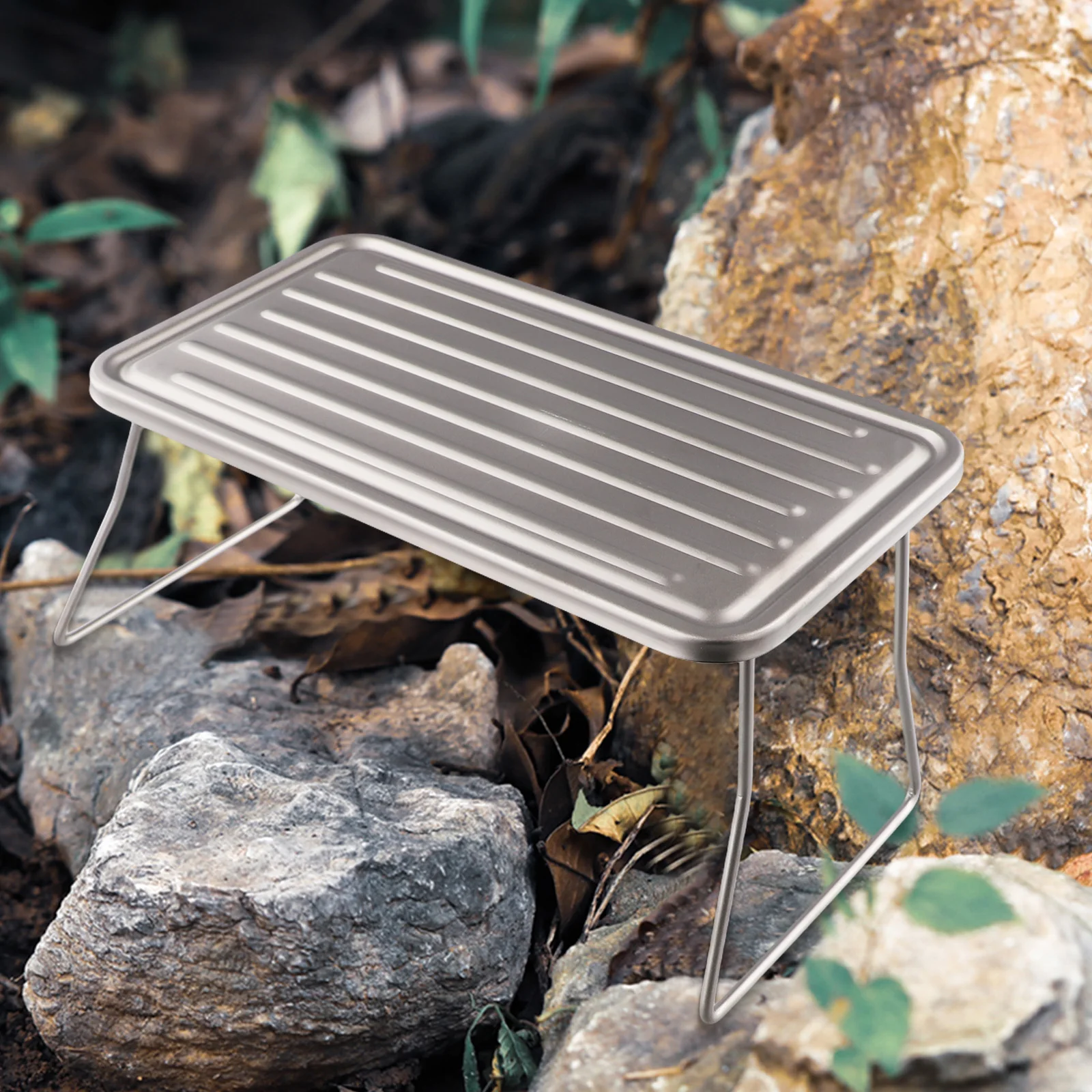 Titanium Camping BBQ Grill Grate Foldable & Ultralight for Hiking Picnic Ribbed Plate for Perfectly Cooked Meals