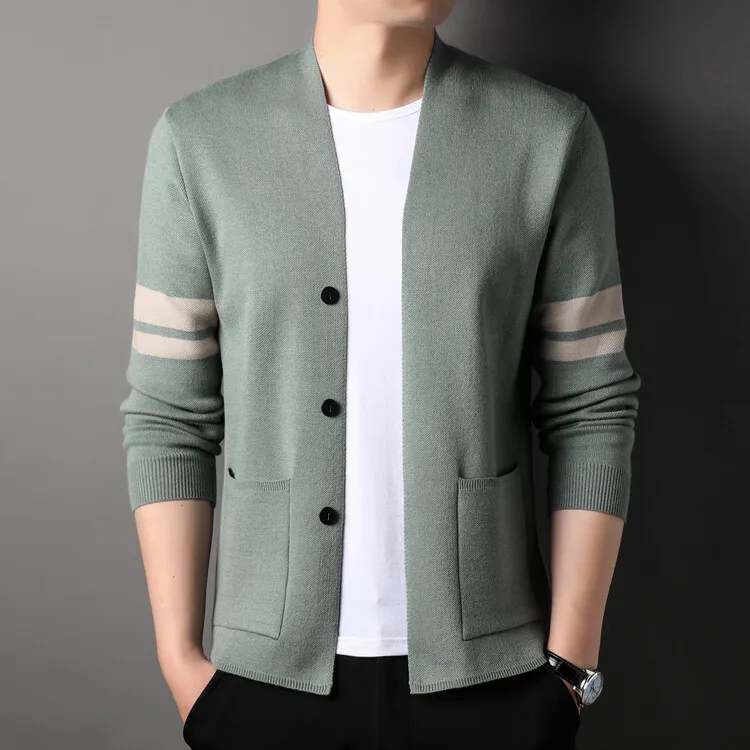 

High-End Knitwear Men's New Cardigan Thin Autumn Coat Casual Handsome Menswear Top Fashion