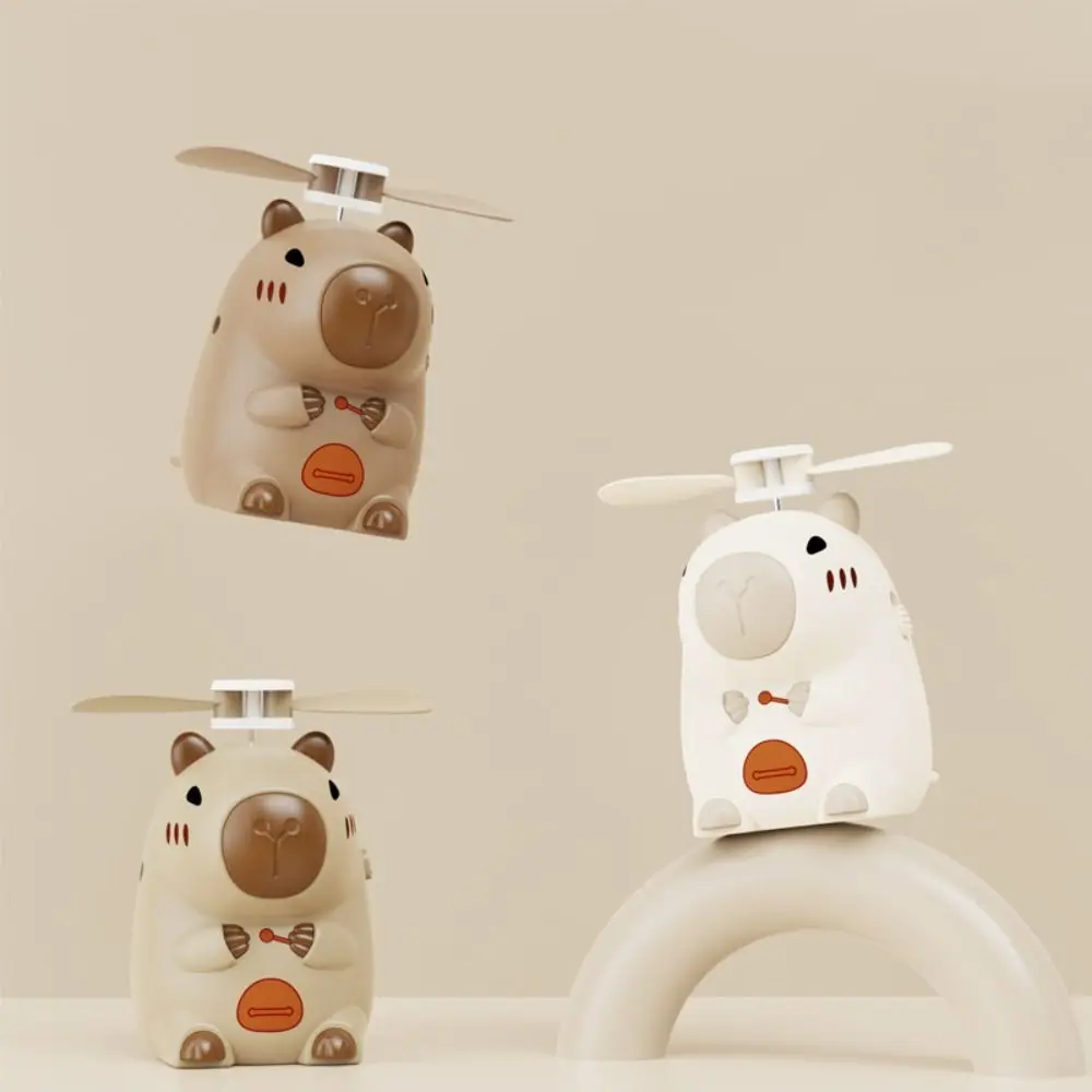 Capibara in plastica Figura anime Ventilatore portatile leggero ricaricabile USB per cartoni animati Ventilatore elettrico portatile per studenti a basso rumore