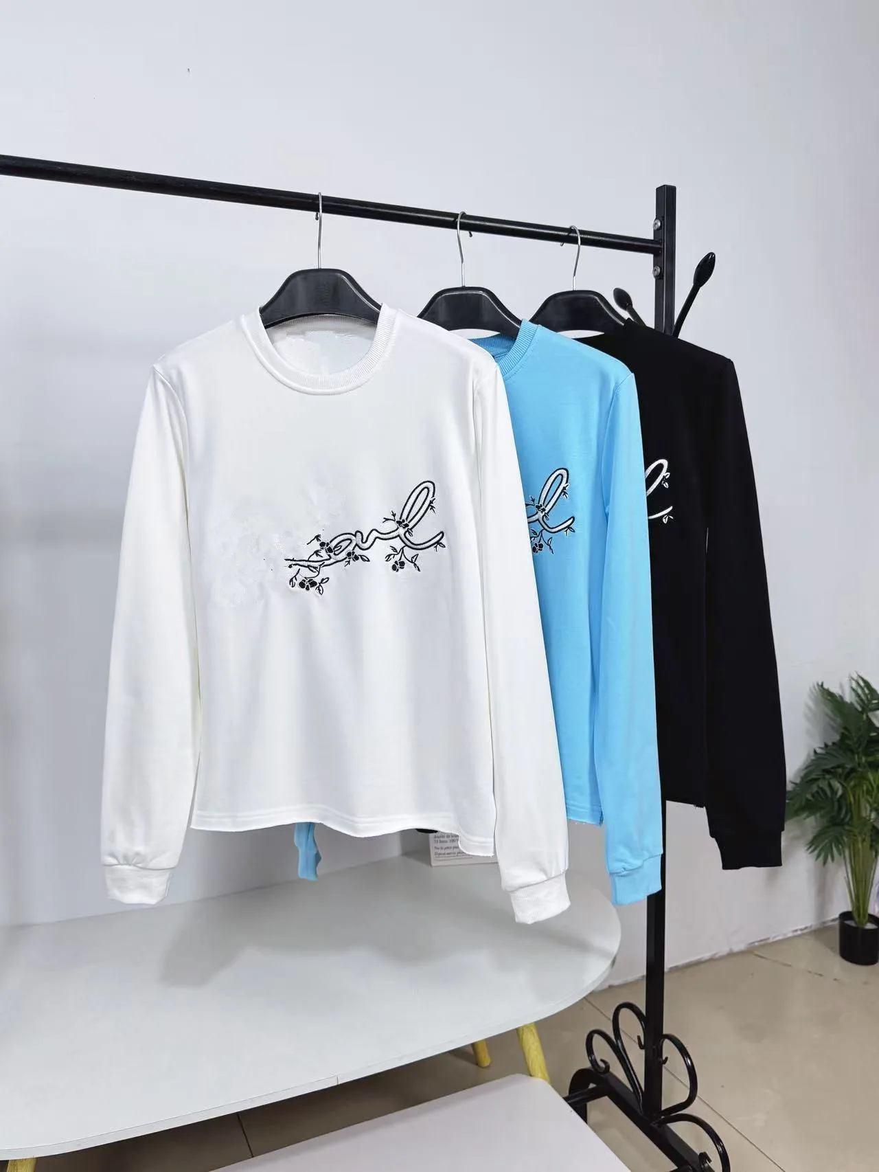 Loose Long Sve Embroidered Cotton Sweatirt Casual Comfortable round Ne Pullover Women's Autumn Top Faionable ass L...