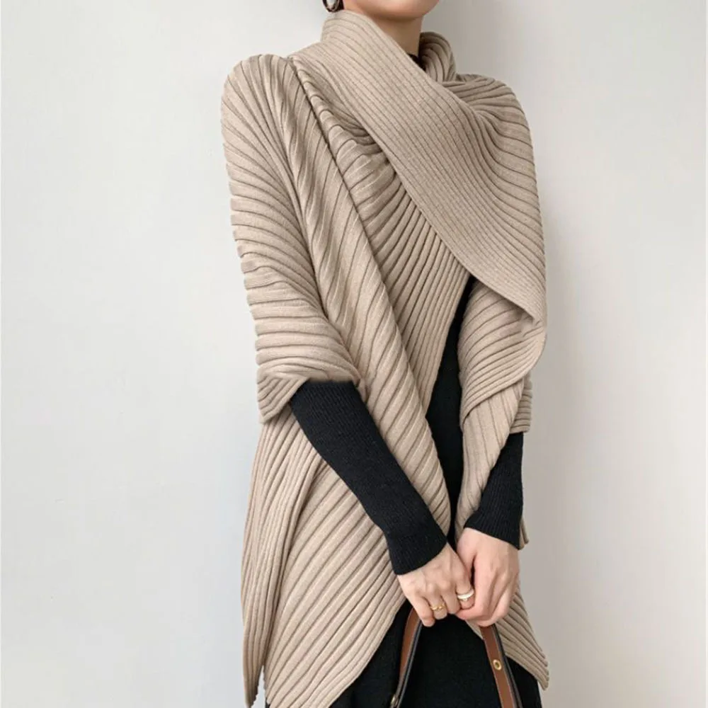 2023 New Sweater Poncho Vest Fashion Knitted Wrap Coat Shawl Ladies Scarf Knit Solid Color Elegant Wedding Party Wholesale Capes