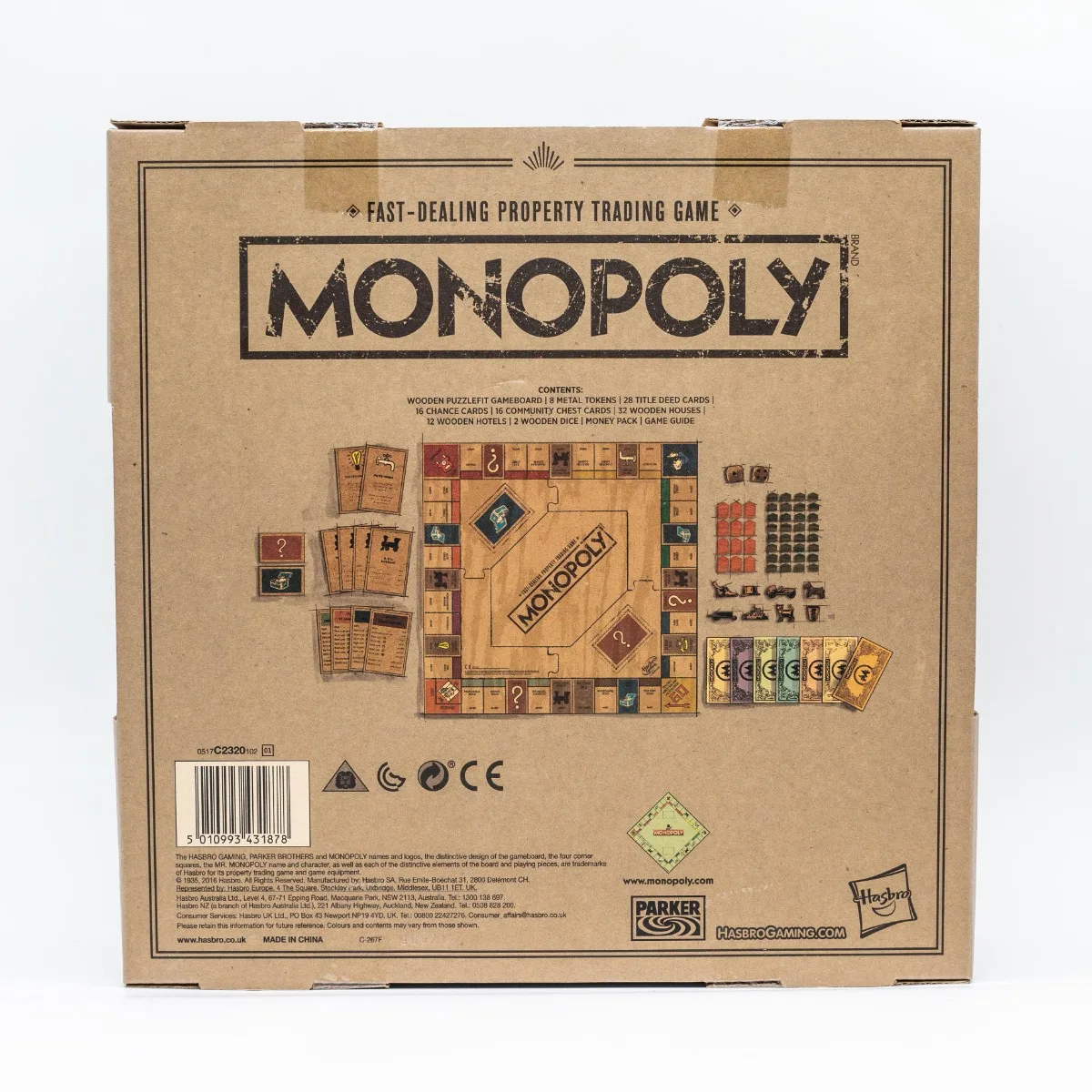 Hasbro Gaming Monopoly Fast Dealing Property Trading Game Wooden Strategy Board Game Classic Gameplay Family Party Toys