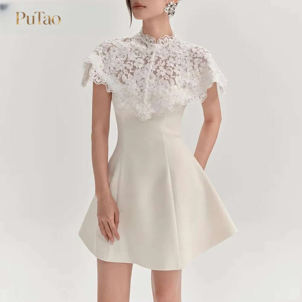 robe-courte-de-soiree-putao-blanche-en-dentelle-avec-col-cape-sans-manches-coupe-Evasee-Elegante-col-montant-superposition-pour-cocktail-et-mariage