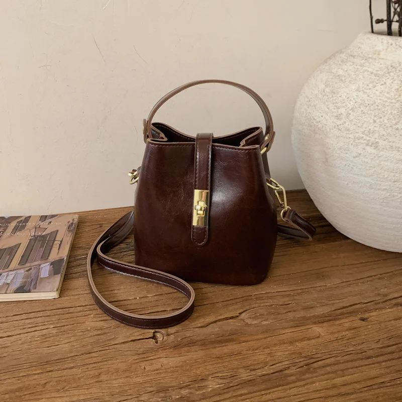 Spring season retro Mori bucket bag women's new trend texture women's niche personalized fashion bag