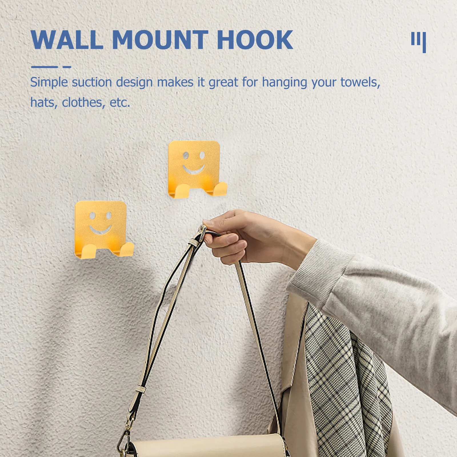 Self Adhesive Aluminum Hooks 6 Pack Strong Wall Door Hangers Space Saving Assorted Colors for Home