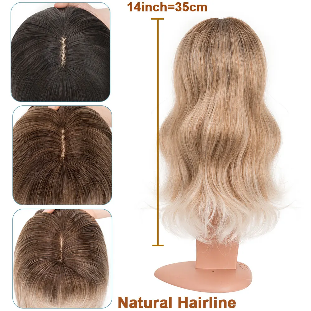 Benehair 18\'\' Body Wave Hair Toppers z grzywką dla kobiet Syntetyczne treski dodające objętości włosów Długie warstwowe nakładki do włosów