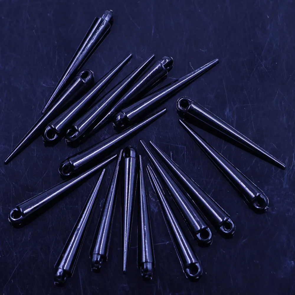 50 adet siyah akrilik koni gözyaşı perçin Punk çıtçıt sivri kolye küpe takı DIY bulguları takılar 34mm