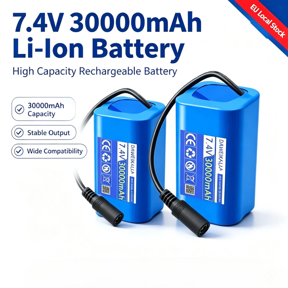 EU-Lagerbestand 2026 Neuer 7,4V 30000mAh wiederaufladbarer Li-Ionen-Akku für V020 V900 2011-5 V007 C18 H18 V18 D18B FX88 RC Angelköderboot