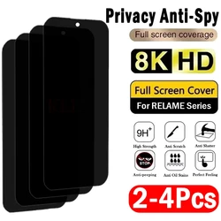 2-4Pcs Anti-peep Privacy Tempered Glass for Realme 13 12 12X 11 11X 10 9 Pro Plus Q5 Q3S Anti-spy Screen Protector