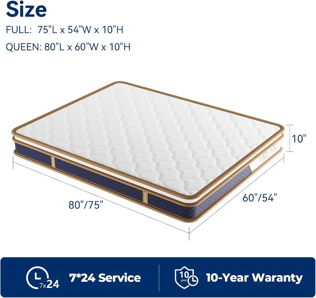 10 Inch Memory Foam Mattress,Soft and Comfortable Medium Firm Mattress in A Box with Individual Pocket Springs,75