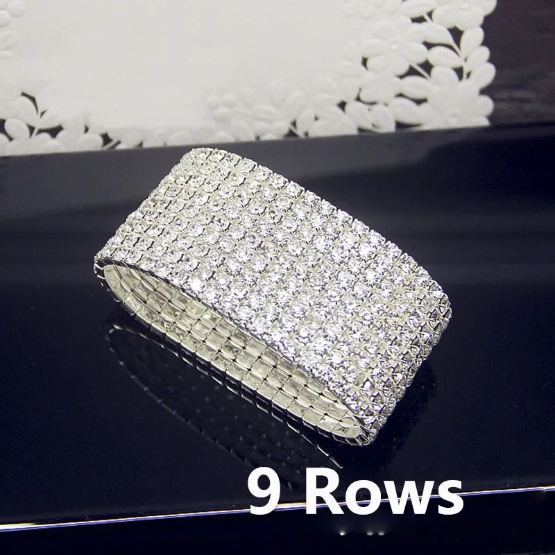 Luxury Full White AAA CZ Zircon Crystal Elastic Bracelet Bling Iced Out Rhinestone Women\'s Bracelet for Women Wedding Jewelry