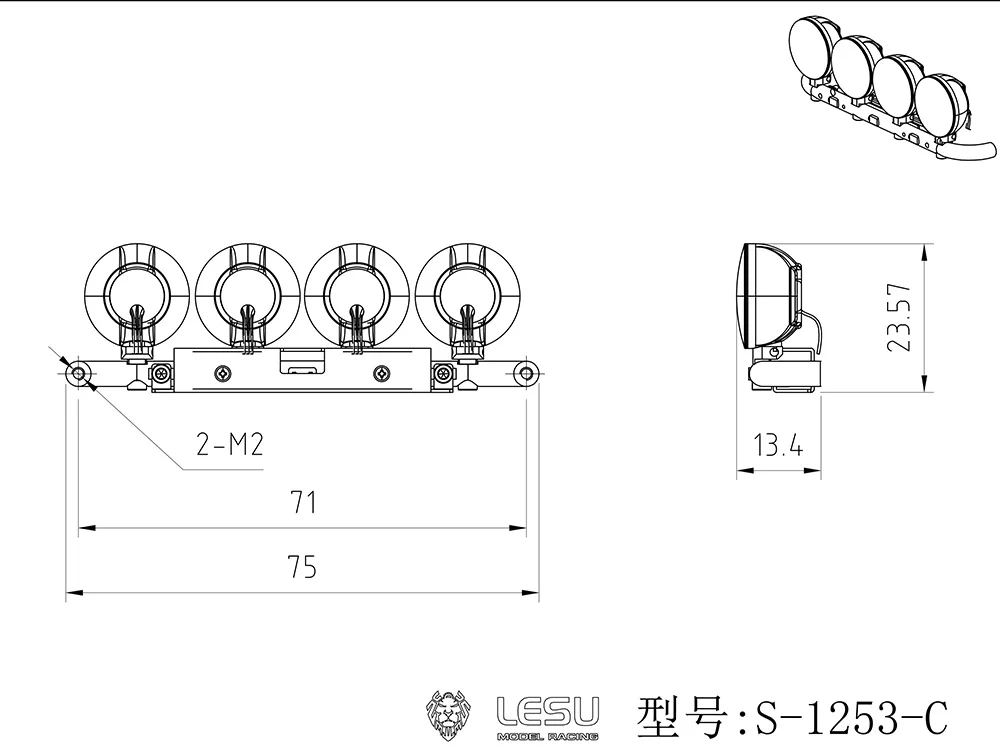 1/14 LKW-Fernsteuerungsspielzeug LED-Scheinwerfer Frontlicht S-1253 – Detail 7