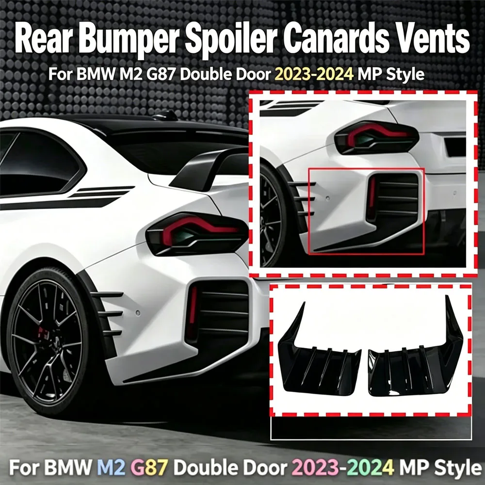

Rear Bumper Spoiler Canards Vents for BMW M2 G87 Double Door 2023-2024 MP Style Side Wing Knife Diffuser Guard Board Accessories