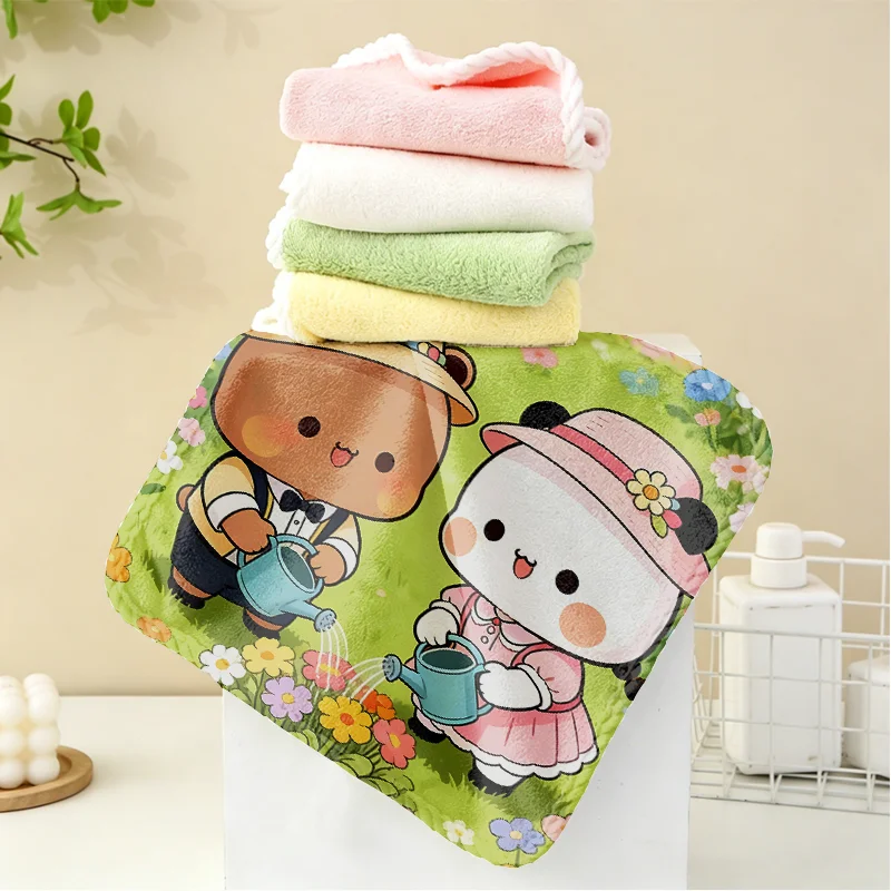 Bubu Dudu Yier Bear Panda Hand Towel for Kitchen Bathroom Daily Supplie Hand Towel Hanging Type Cute Decorative Small Towel Gift