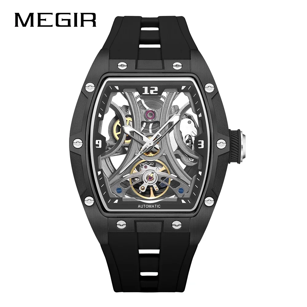 MEGIR 2025 New Men Automatic Mechanical Watches Men Luxury Brand Movemen Stainless Steel Waterproof Watch Relogio