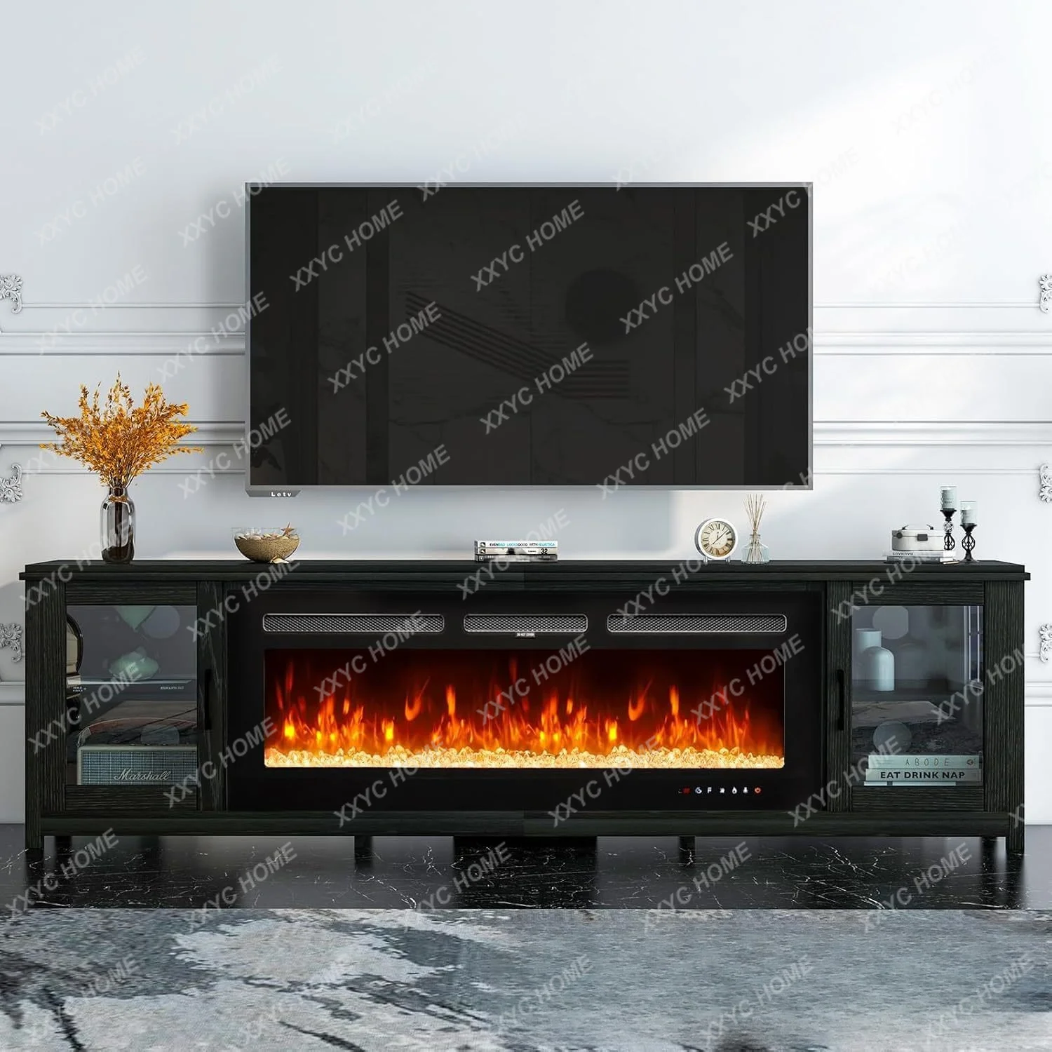 Hot TV Stand with Adjustable Rack Living Room Furniture Simulation Flame TV Cabinet Fireplace TV Cabinet