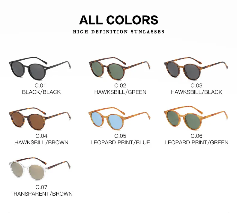 Retro runde polarisierte Sonnenbrille Männer Frauen klassische Leoparden rahmen Sonnenbrille Mode schwarz fahren männliche weibliche Brille uv400 – Detail 6