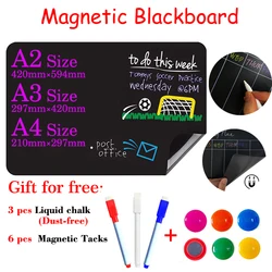 Reutilizável Magnetic Dust-Free Blackboard, Frigorífico Adesivo, Home Message Board, Mensagem Chalk Board