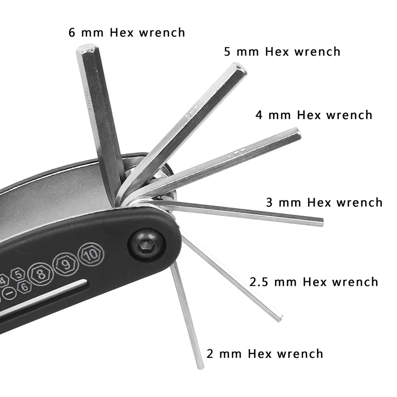 Llave hexagonal multifuncional de tipo combinado en forma de cruz, herramienta de reparación de bicicletas de montaña, 16 en 1