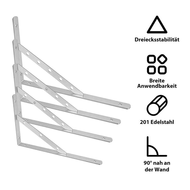 2pcs Triangle Shelf Brackets 10/14/16/20 inch L-Shape Thickened Corner Brace Wall Mounted Shelf Right Angle Support Holder