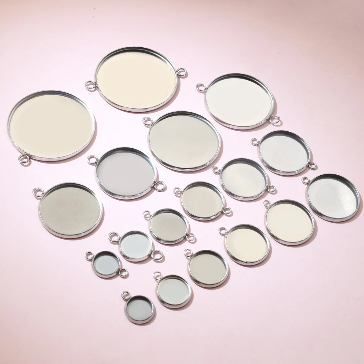 8/10/12/14/16/18/20/25/30mm rozmiar wewnętrzny ze stali nierdzewnej okrągły prosty styl Cabochon baza Cameo ustawienie Charms wisiorek taca — zdjęcie 3